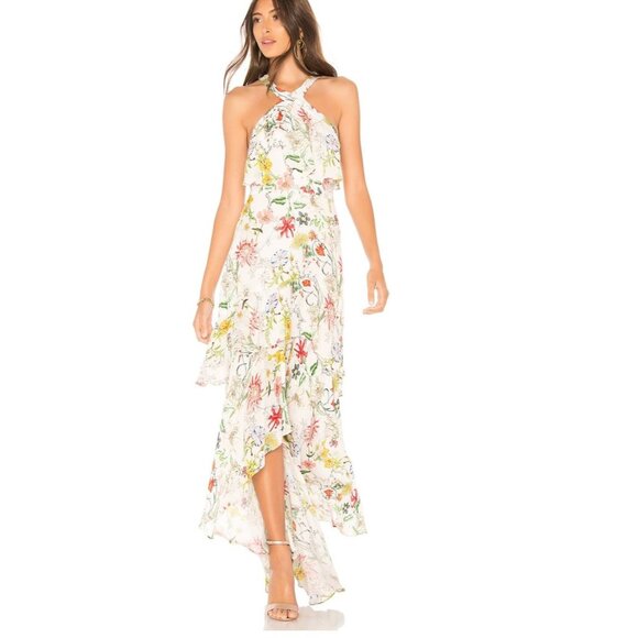 NWT Parker Fillipa Silk Ruffle Maxi Dress in Sangria Floral Size 2 - Picture 1 of 4